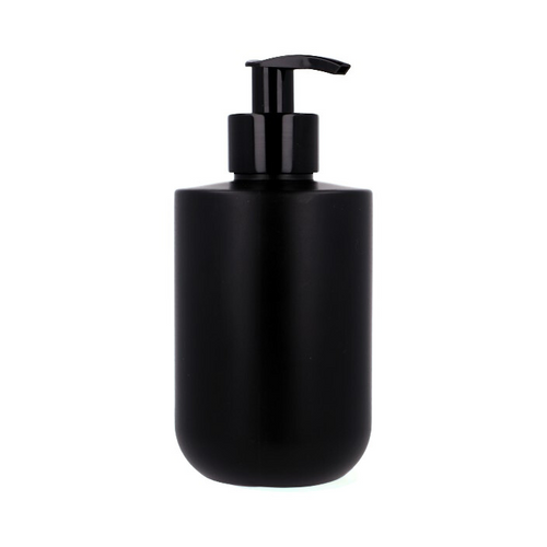 Black pump bottle on a white background